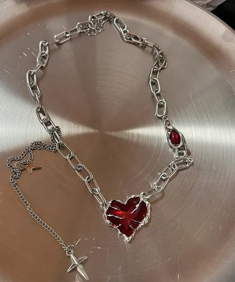 Red Heart Gothic Necklace -