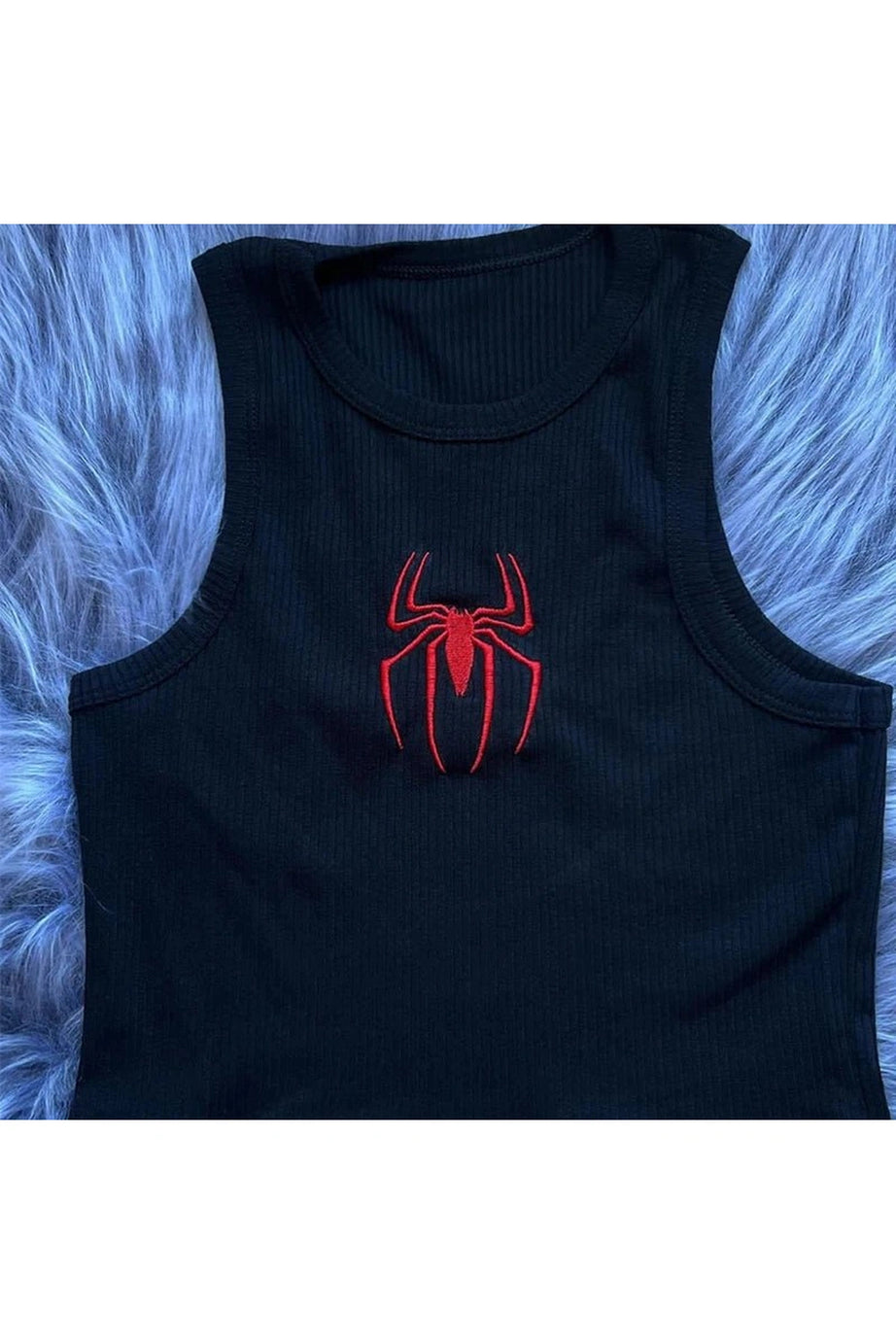 Red Spider Embroidered Crop Top - Crop Tops