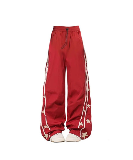 Red Star - Stripe Baggy Track Pants - 