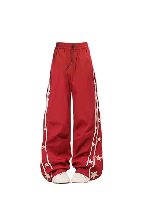 Red Star - Stripe Baggy Track Pants - 