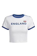 Aesthetic Retro England Ringer Top WHITE Shoptery
