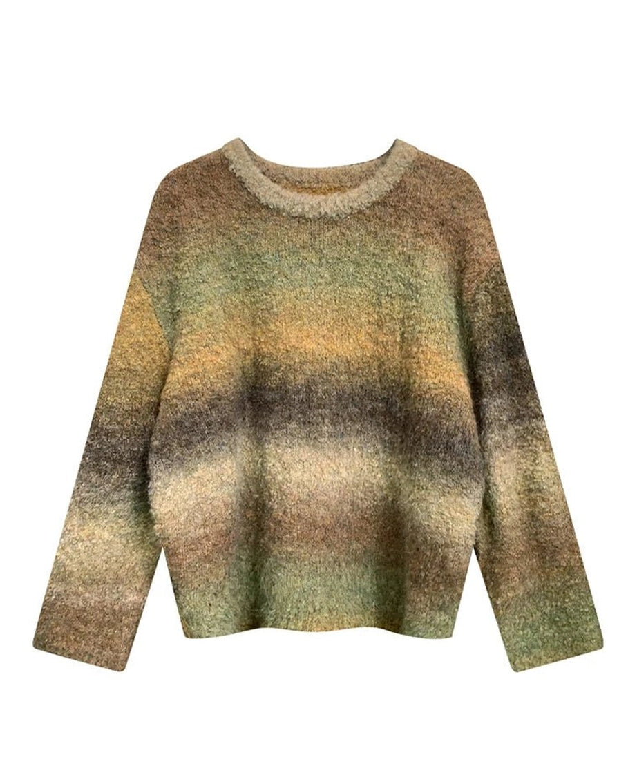 Retro Gradient Knit Sweater - Sweaters