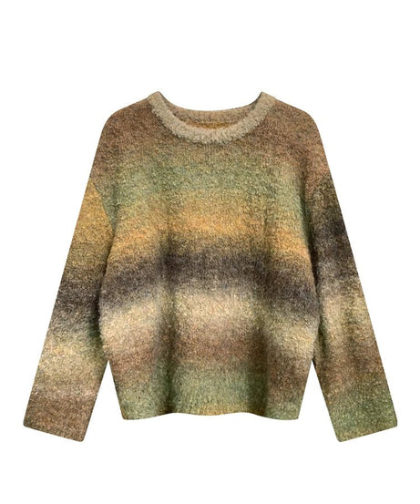 Retro Gradient Knit Sweater - Sweaters