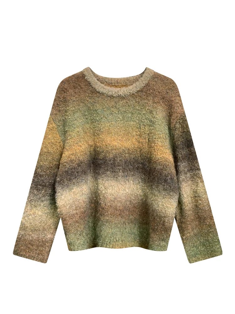 Retro Gradient Knit Sweater - Sweaters