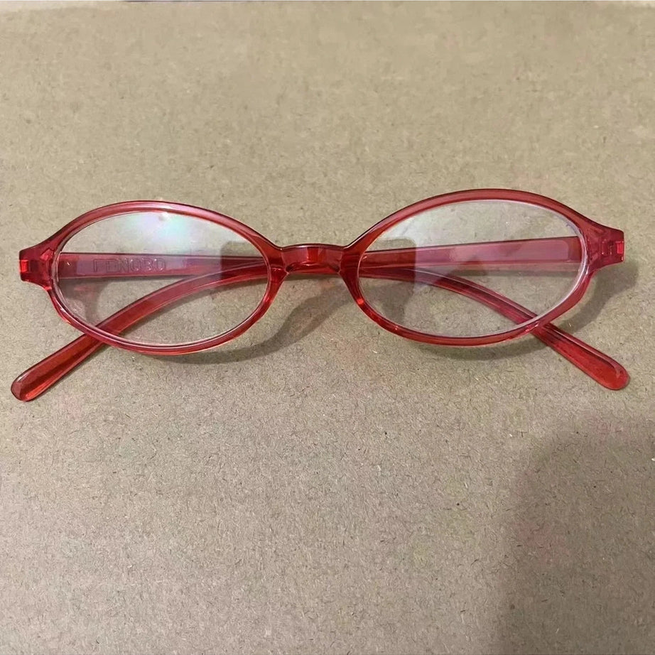 Retro Oval Blue Light Glasses Red Shoptery