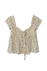 Coquette Print Chiffon Blouse Apricot Shoptery