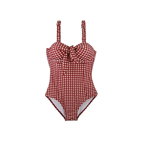 Retro Red Lattice Swimsuit - Swimsuits