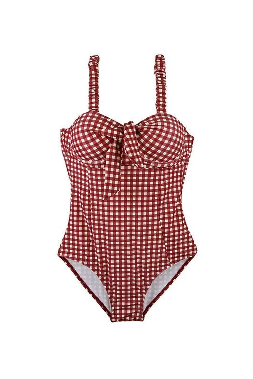 Retro Red Lattice Swimsuit - Swimsuits