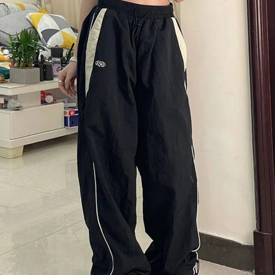 Retro Solid Drawstring Trousers Shoptery