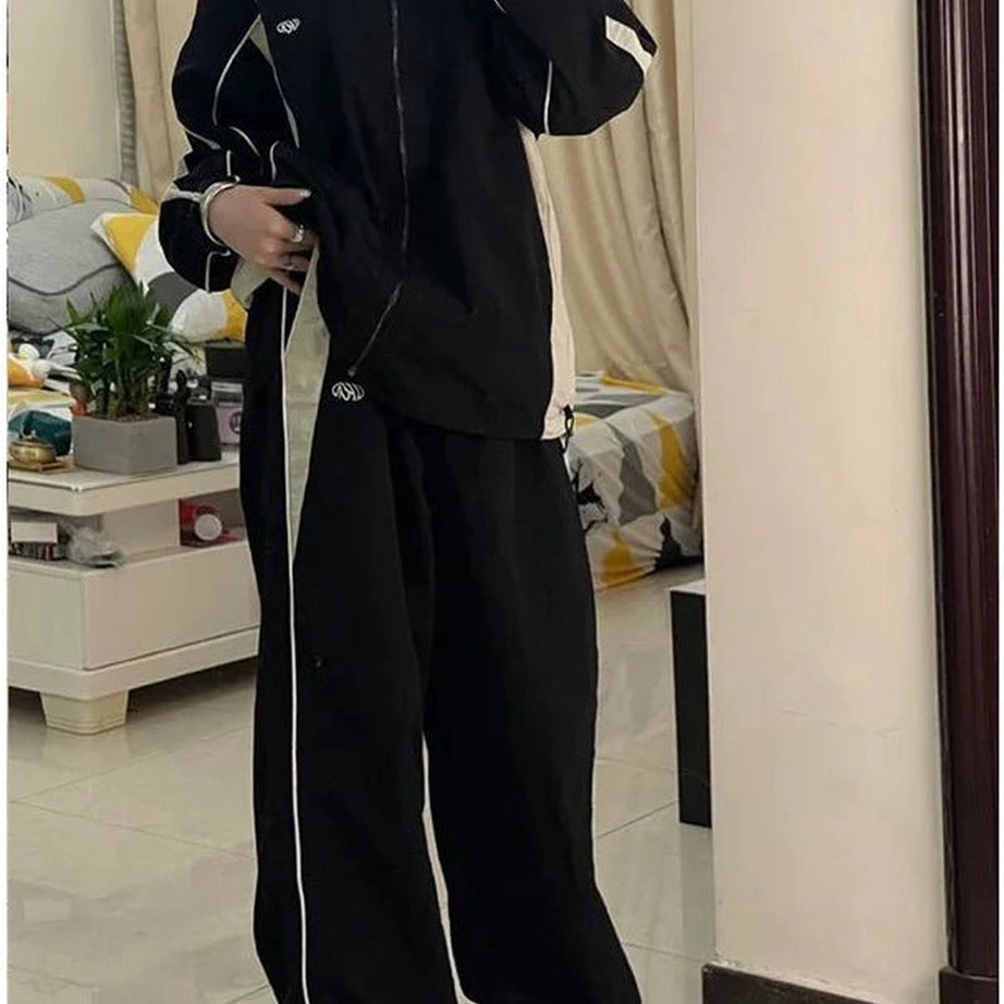 Retro Solid Drawstring Trousers Shoptery