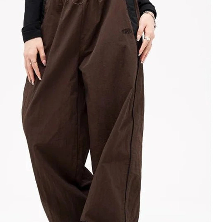 Retro Solid Drawstring Trousers Shoptery