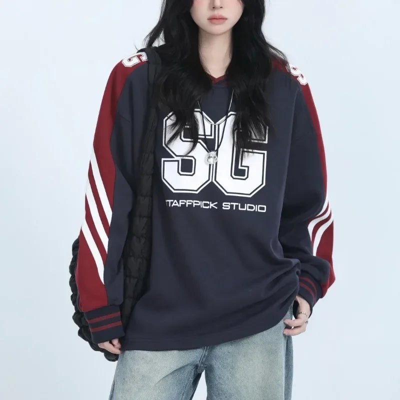 Retro Varsity Striped Sweatshirt - Sweatshirts