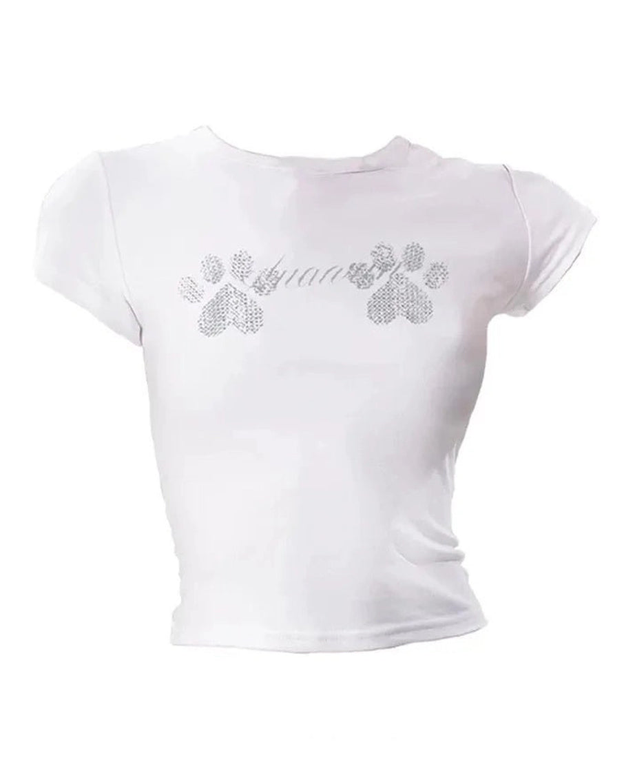 Rhinestone Paw Print Baby Top - Shirts & Tops