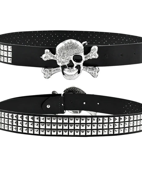 Rhinestone Skull Punk Belt - 