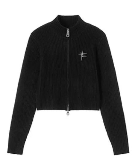 Ribbed Zip - Up Turtleneck Sweater - Sweaters