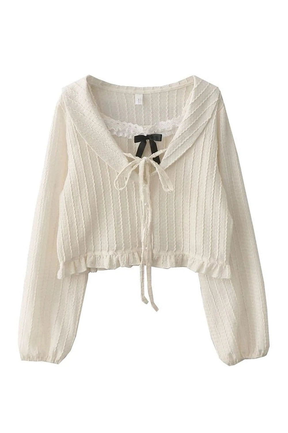 Ribbon Charm Cropped Blouse - Blouses