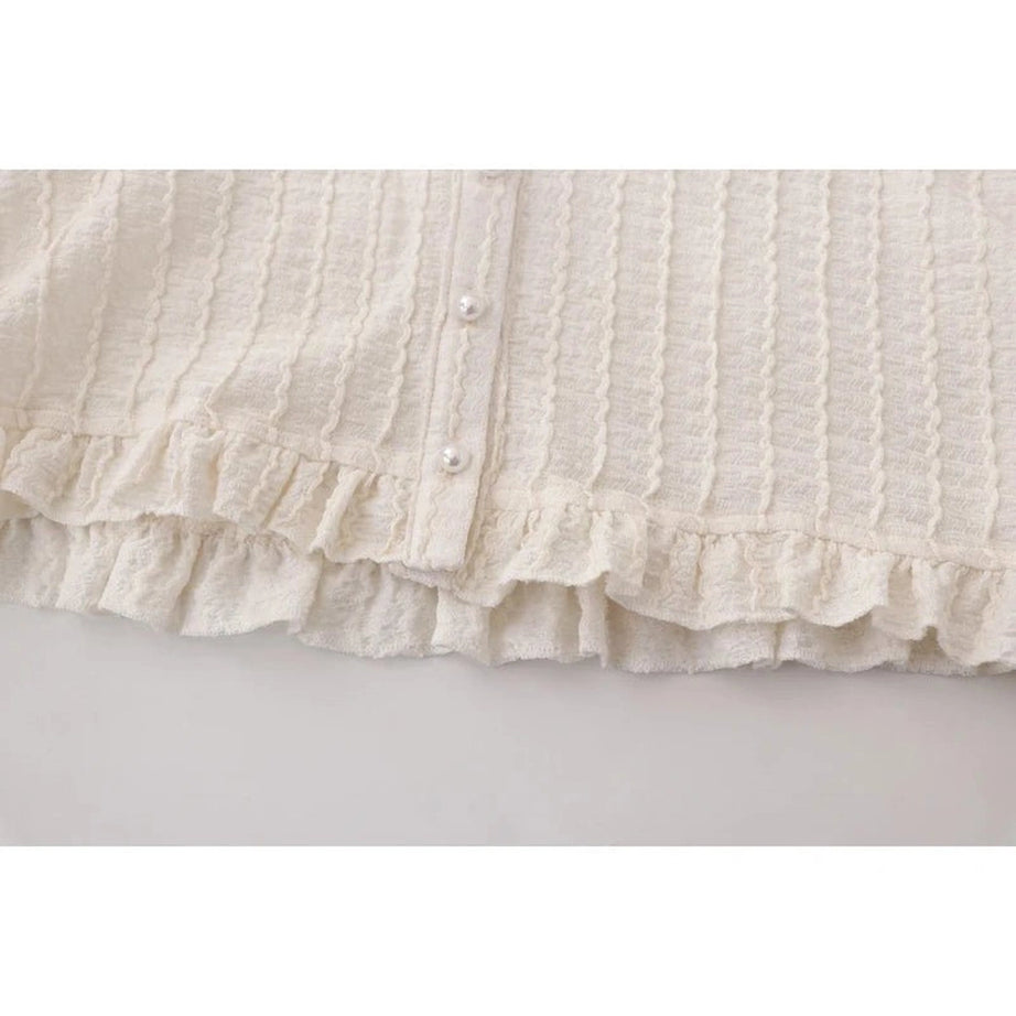 Coquette Ribbon Charm Cropped Blouse Shoptery