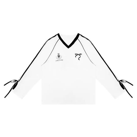 Ribbon Play Aesthetic Oversized Jersey Top Shoptery