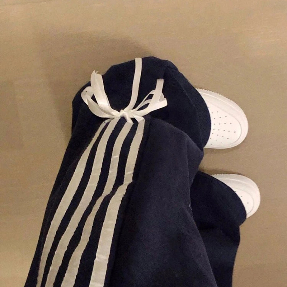 Y2k Ribbon Striped Wide-Leg Pants Shoptery