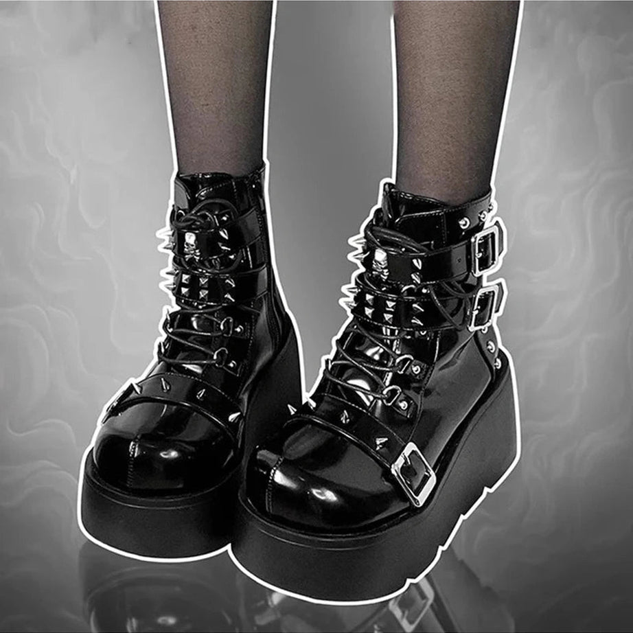 Rivet Platform Alt Punk Boots Shoptery
