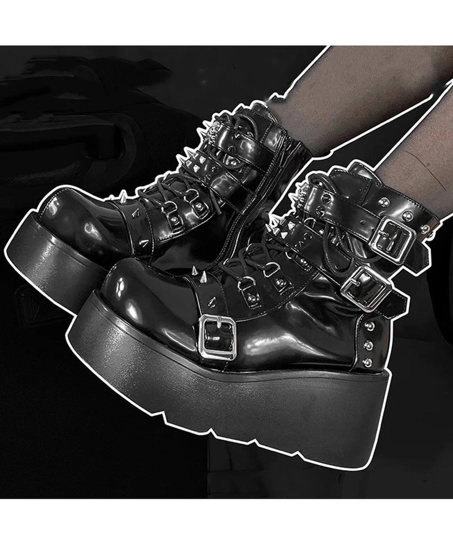 Rivet Platform Punk Boots - Boots