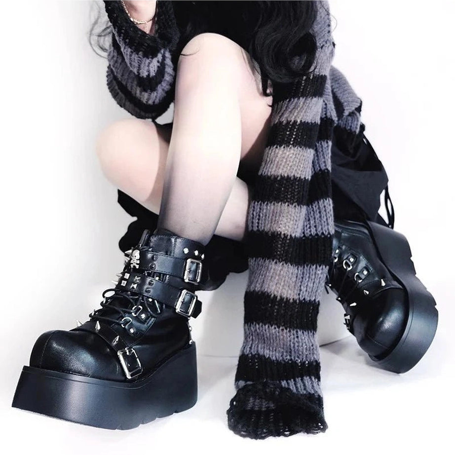 Rivet Platform Alt Punk Boots Shoptery
