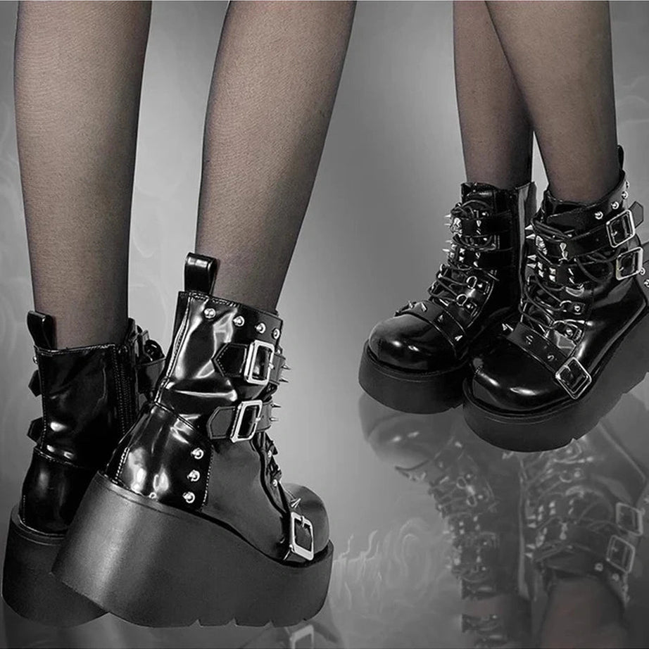 Rivet Platform Alt Punk Boots Shoptery