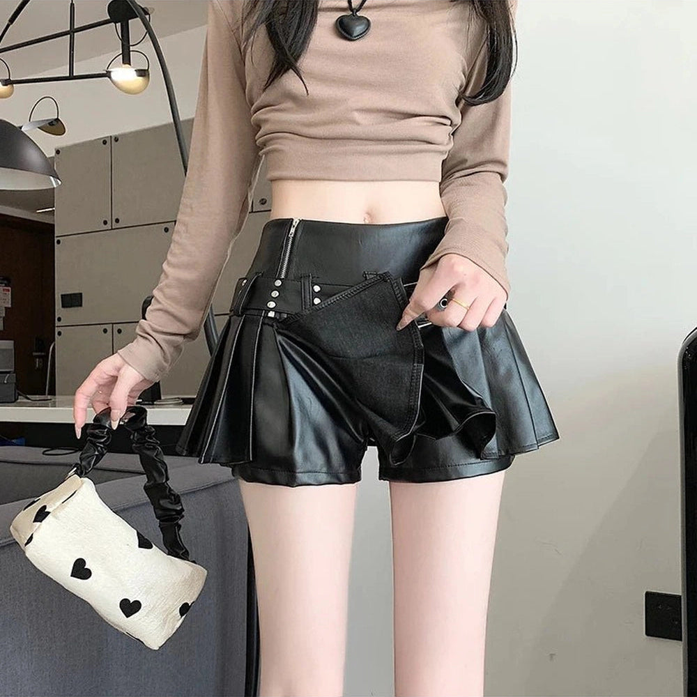 Alt Riveted Pleather Mini Skirt Shoptery