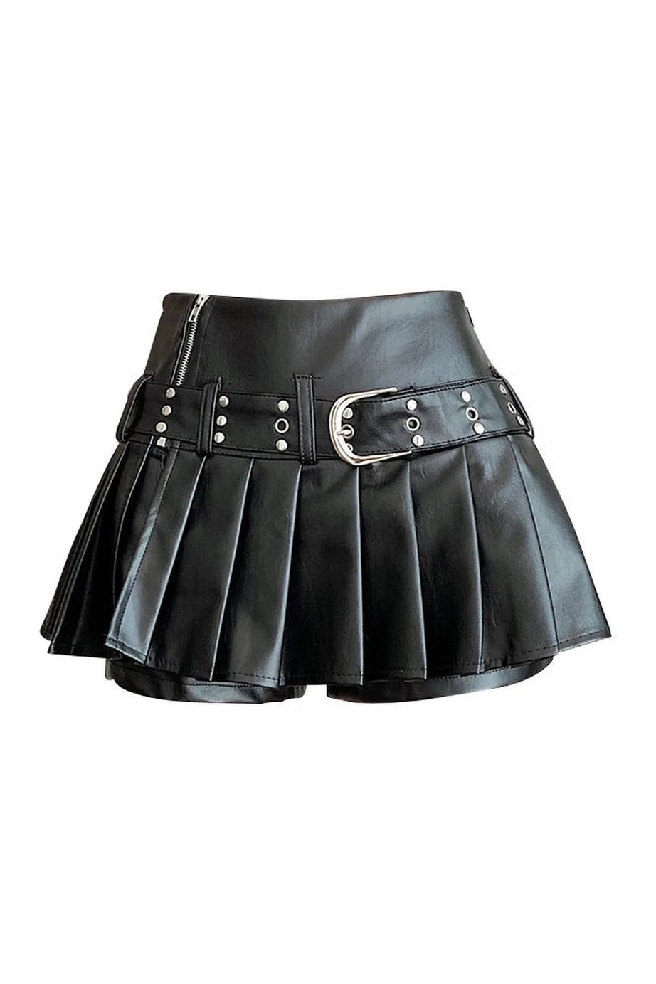 Riveted Pleather Mini Skirt - Skirts