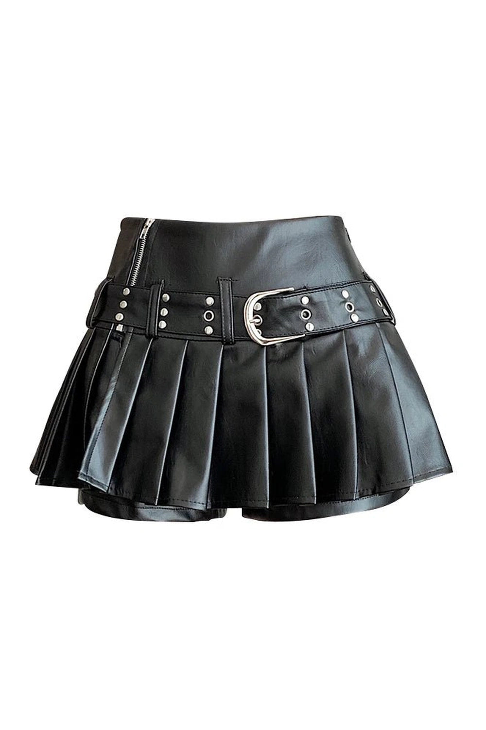 Alt Riveted Pleather Mini Skirt Black Shoptery
