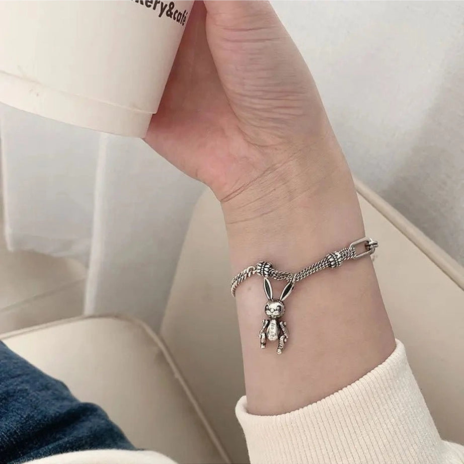 Edgy Robot Rabbit Charm Bracelet Shoptery