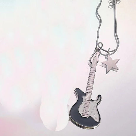 Rockstar Dream Guitar Y2k Necklace B Shoptery