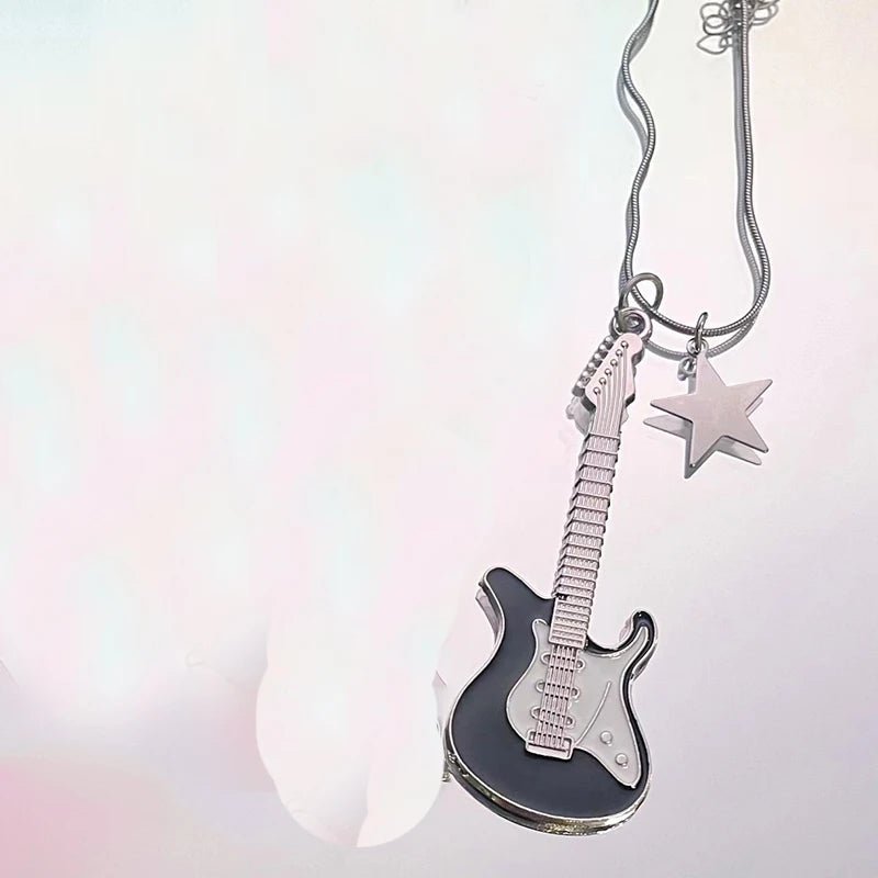 Rockstar Dream Guitar Y2k Necklace B Shoptery