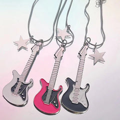 Rockstar Dream Guitar Y2k Necklace Shoptery