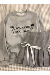 Acubi Romantic Ribbon Sweatshirt and Skirt Outfit Set Shoptery