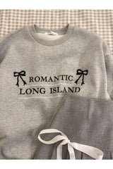 Acubi Romantic Ribbon Sweatshirt and Skirt Outfit Set K-Grey sweater Shoptery