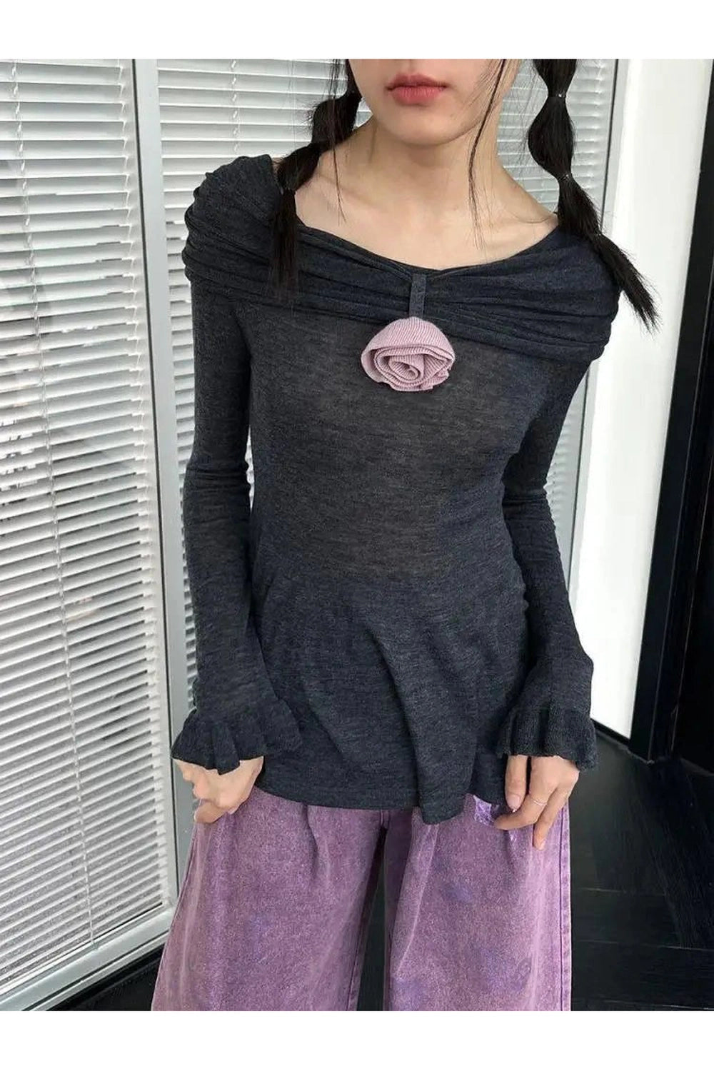 Aesthetic Romantic Ruffled Long Sleeve Top Shoptery