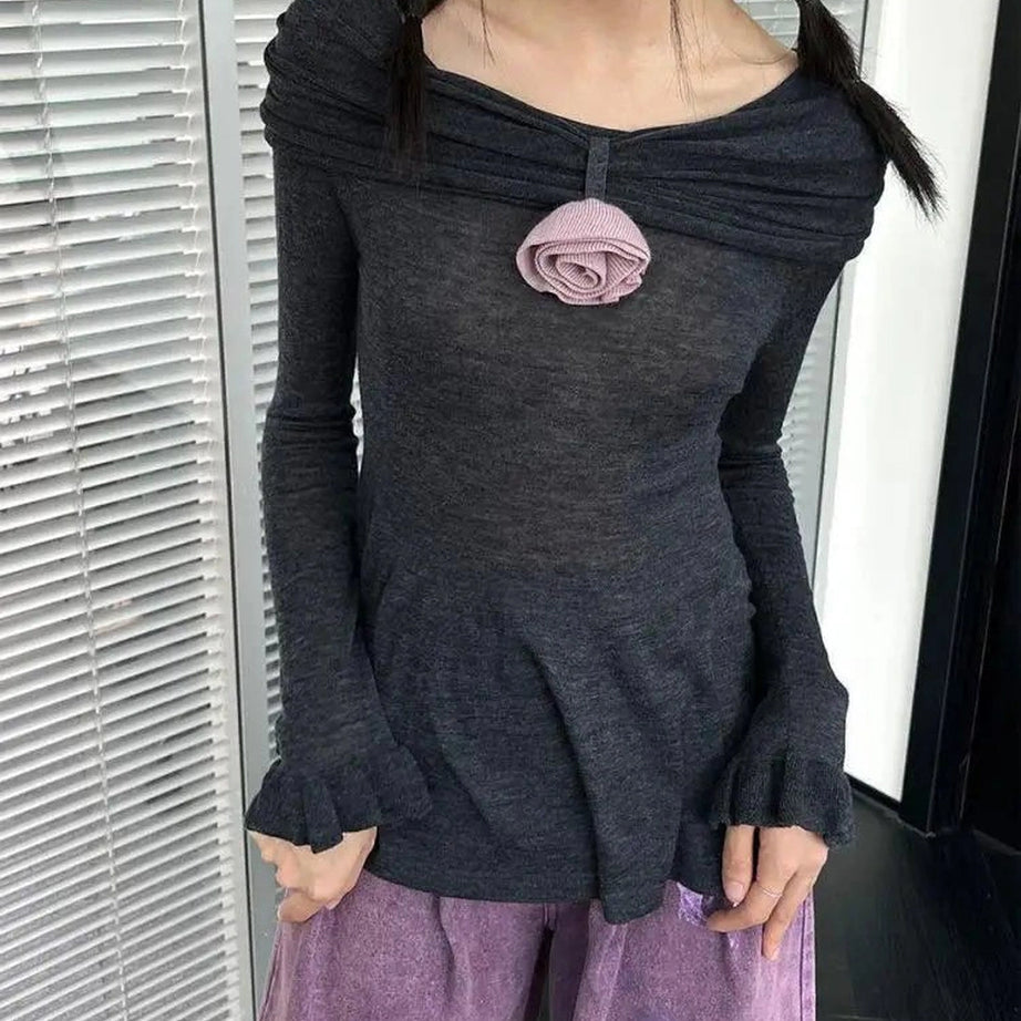 Aesthetic Romantic Ruffled Long Sleeve Top Shoptery