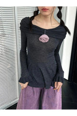 Aesthetic Romantic Ruffled Long Sleeve Top Shoptery