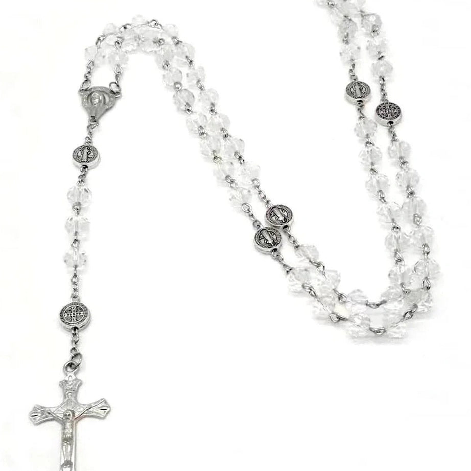 Coquette Rose Quartz Prayer Beads Necklace white Shoptery