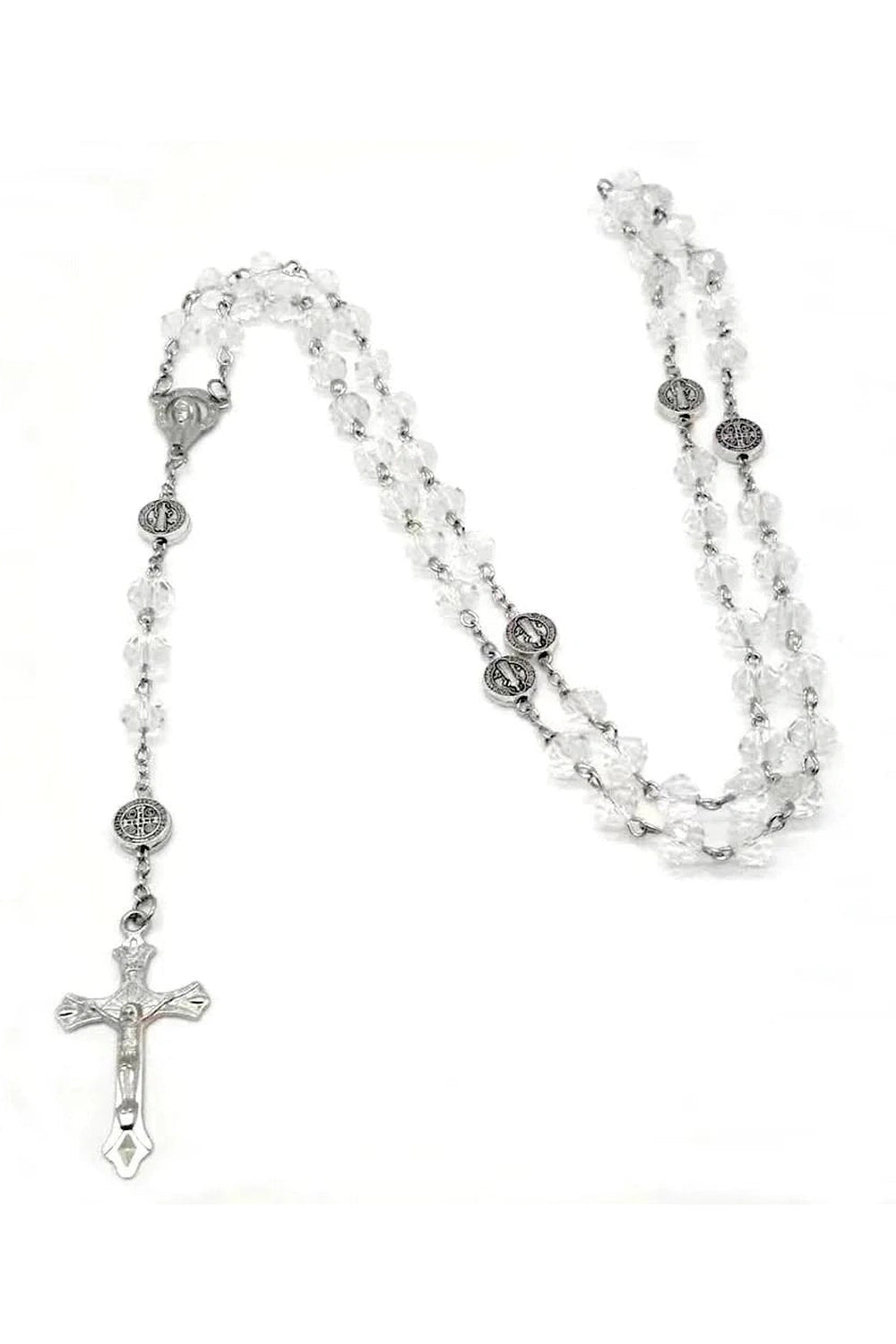 Coquette Rose Quartz Prayer Beads Necklace white Shoptery