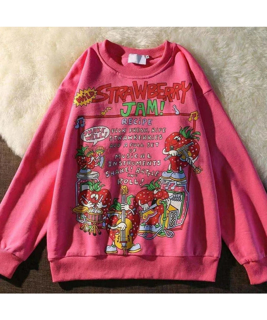 Rose Red Cartoon Sweatshirt -