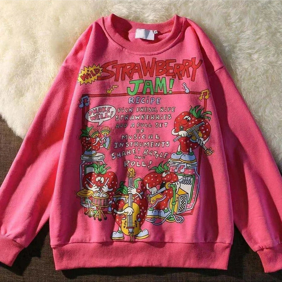 Rose Red Cartoon Sweatshirt rose red Shoptery