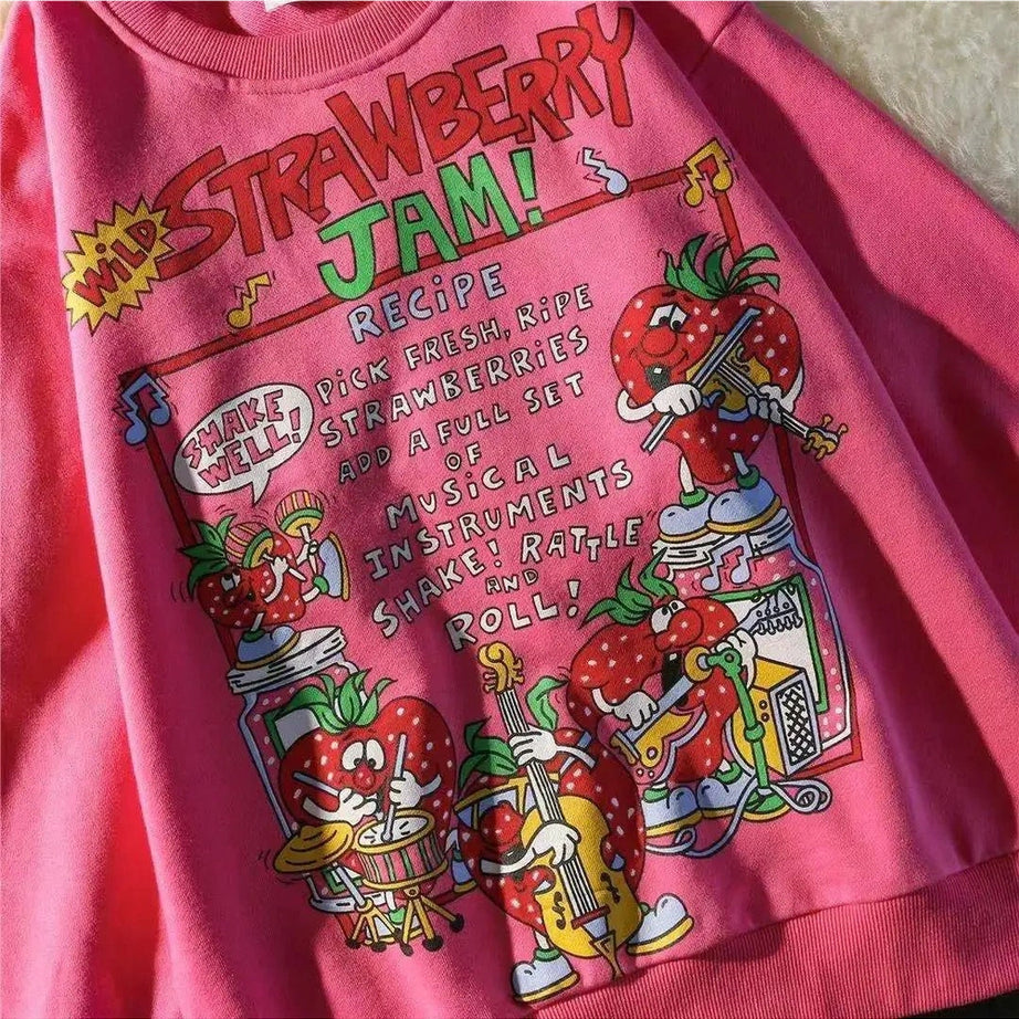 Rose Red Cartoon Sweatshirt Shoptery