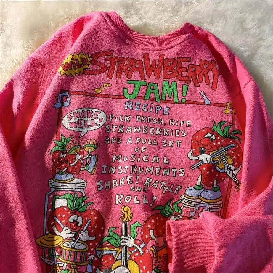 Rose Red Cartoon Sweatshirt Shoptery