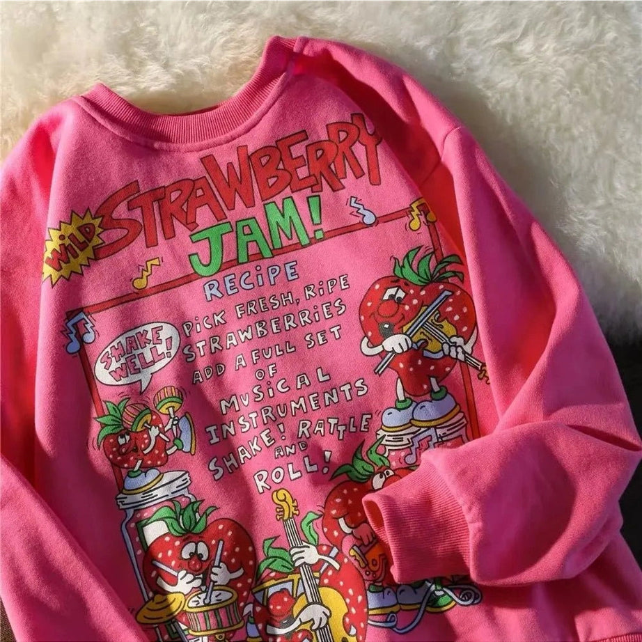 Rose Red Cartoon Sweatshirt Shoptery