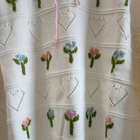 Rosy Whispers Retro Lace-Up Knit Sweater Shoptery