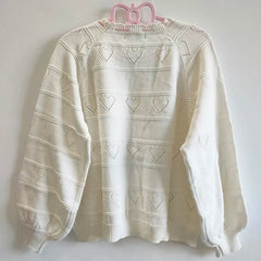 Rosy Whispers Retro Lace-Up Knit Sweater Shoptery