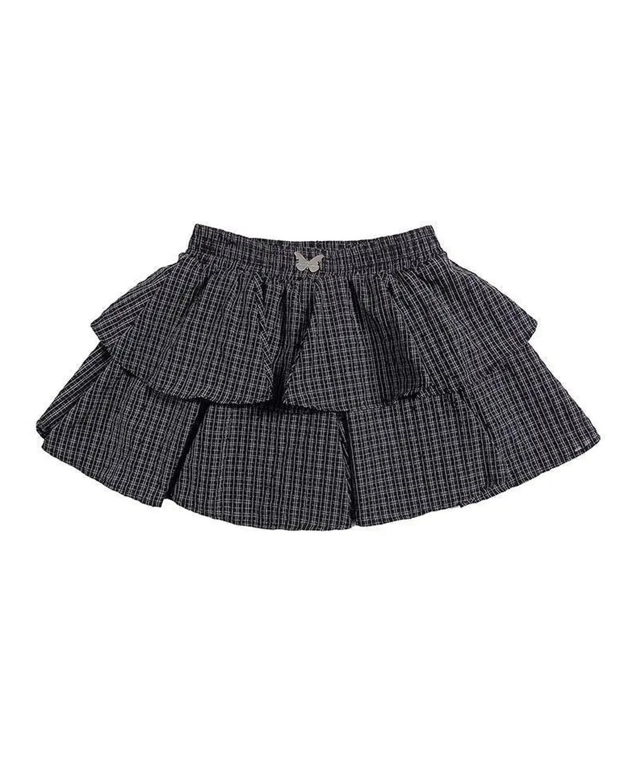 Ruffle Plaid Mini Skirt -