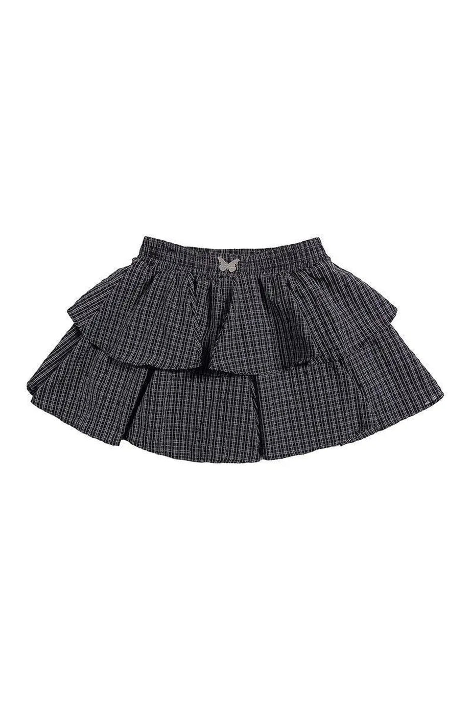 Ruffle Plaid Mini Skirt -